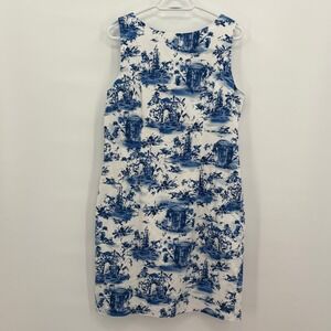 Madison Leigh Blue White Toile Scenic Sheath Dress Womens 14 Cotton Stretch